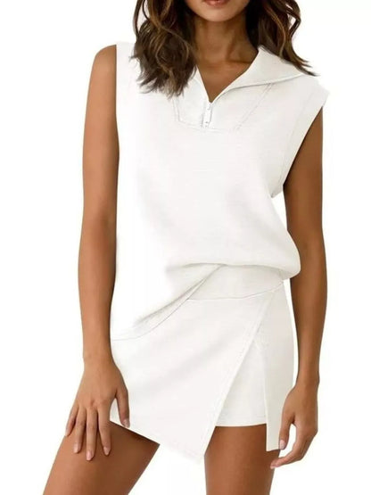 Hazel Blues® |  Quarter Zip Top and Skort Set