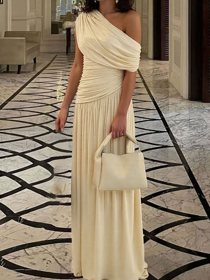 Hazel Blues® |  One-Shoulder Ruched Maxi Dress