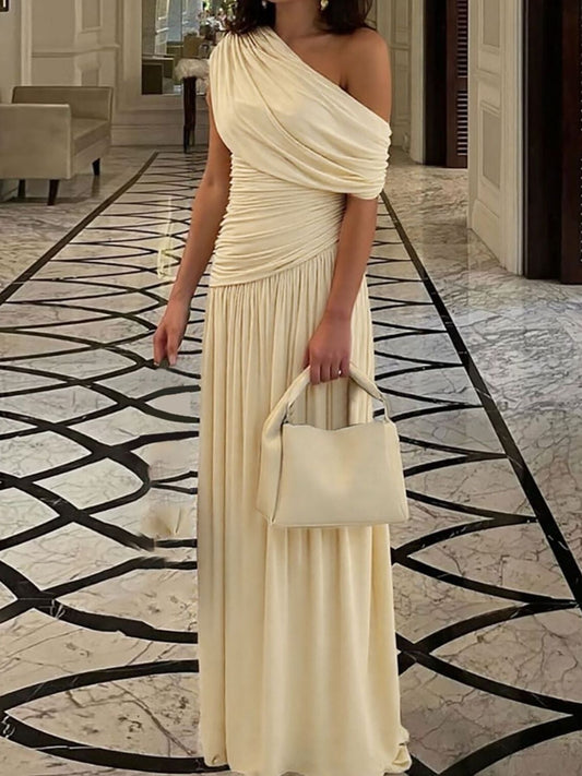 Hazel Blues® |  One-Shoulder Ruched Maxi Dress