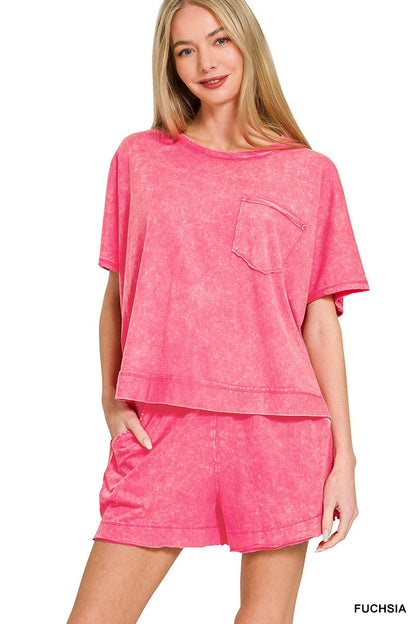 Hazel Blues® |  Zenana Acid Washed Oversized Top & Shorts Set