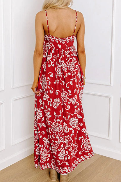 Hazel Blues® |  Floral Printed Spaghetti Strap Empire Waist Maxi Dress