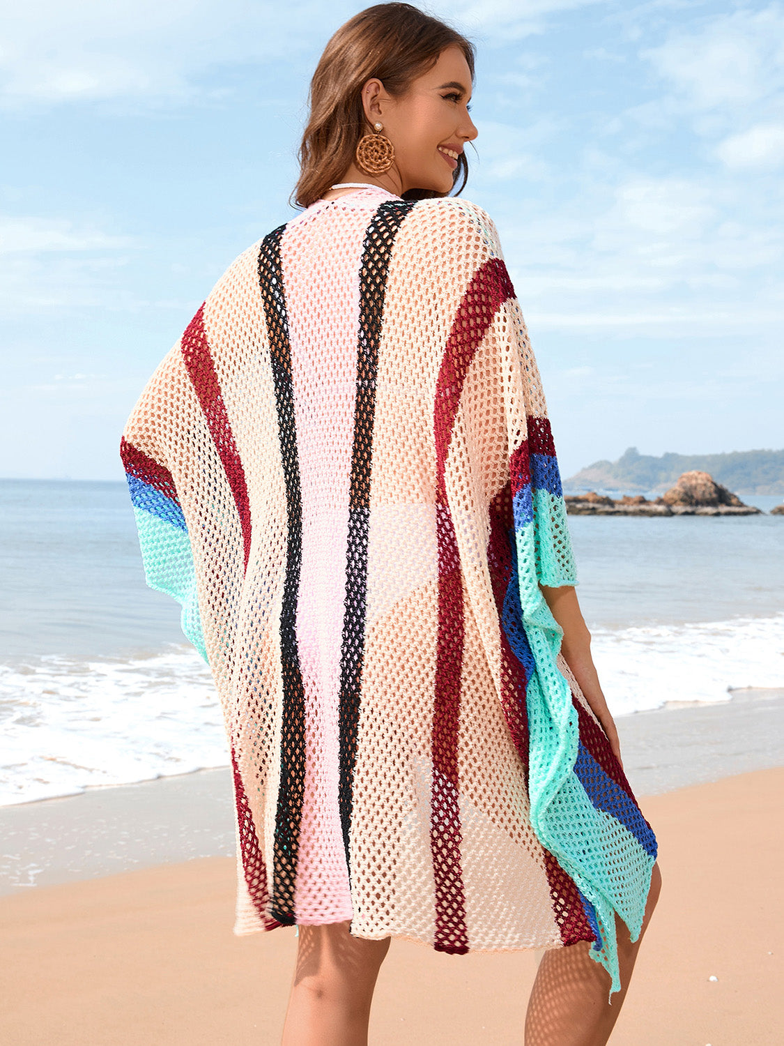 Hazel Blues® | Openwork Color Block Plunge Cover-Up