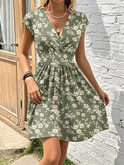 Hazel Blues® |  Floral Print Surplice Mini Dress