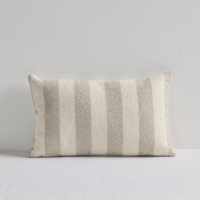 Benton 30x50cm Cushion - Natural Stripe, textured neutral striped cushion with a feather-filled inner.