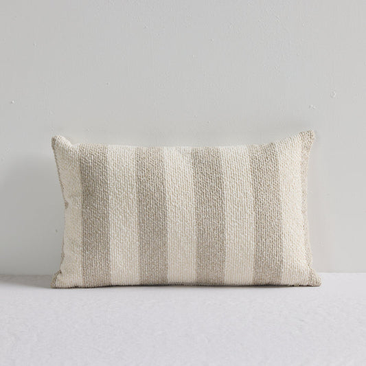 Benton 30x50cm Cushion - Natural Stripe, textured neutral striped cushion with a feather-filled inner.