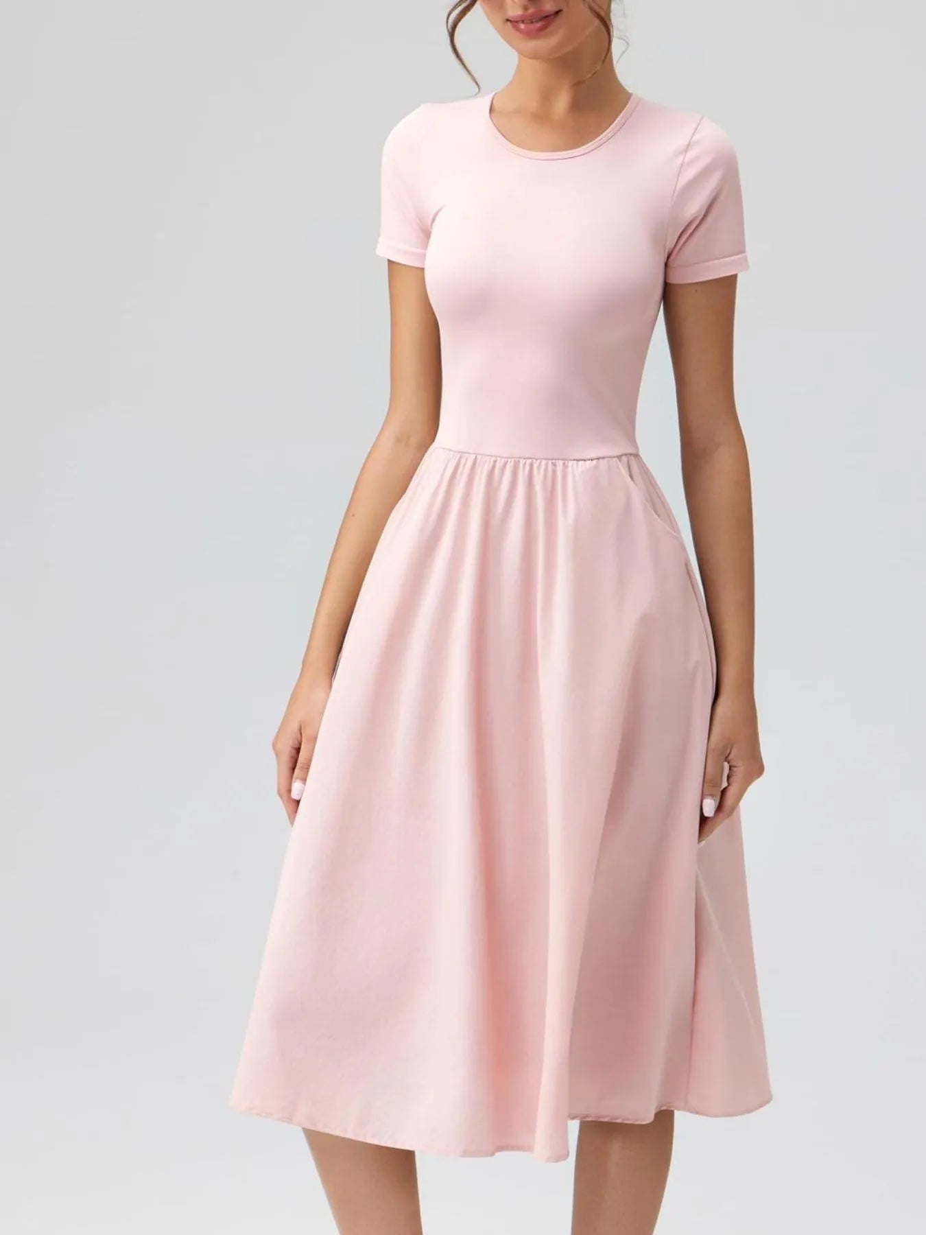 Hazel Blues® |  Round Neck Short Sleeve Dress