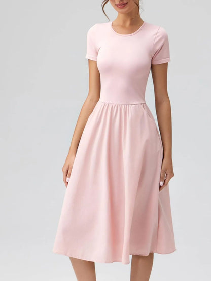 Hazel Blues® |  Round Neck Short Sleeve Dress