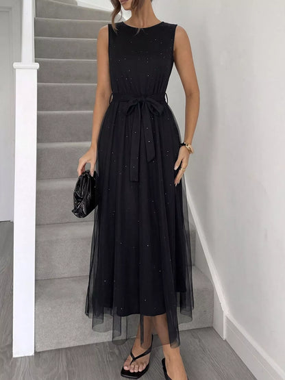 Hazel Blues® |  Glitter Sleeveless Tulle Midi Dress