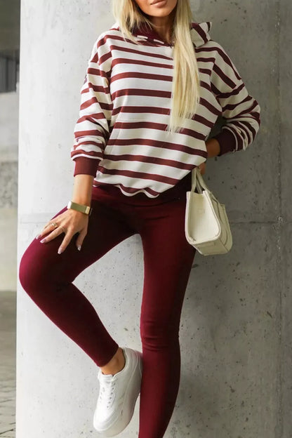 Hazel Blues® |  Striped Long Sleeve Hoodie & Leggings Set