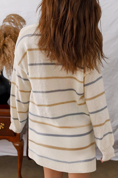 Hazel Blues® |  Striped Dropped Shoulder Oversized Sweater Dress