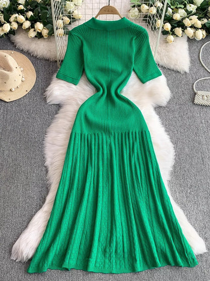 Hazel Blues® |  Button Front Ribbed Knit Midi Dress
