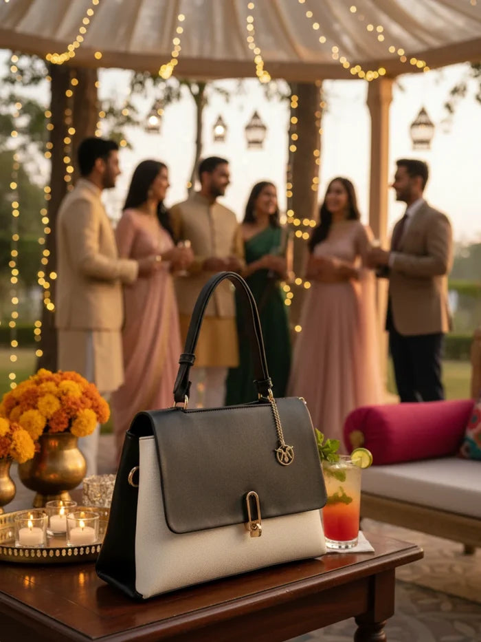 Biluxe Black And White Satchel Bag