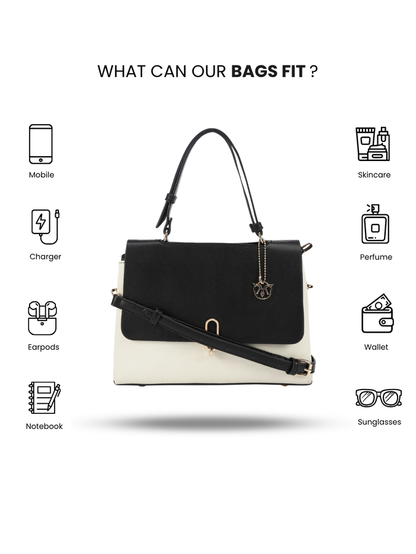 Biluxe Black And White Satchel Bag
