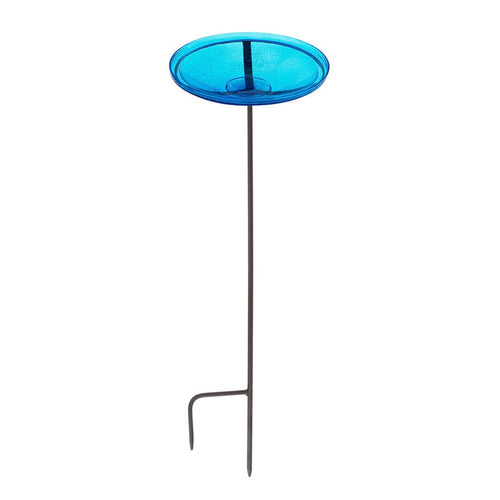 Bird Bath - Teal Crackle Bowl w/ Stake