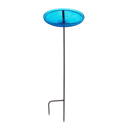 Bird Bath - Teal Crackle Bowl w/ Stake