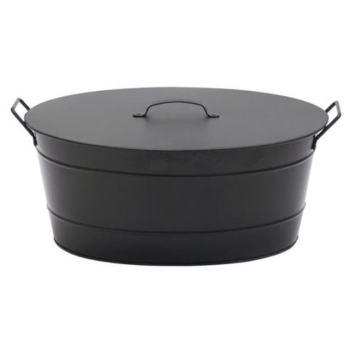 Black Oval Wood Holder Tub w/lid