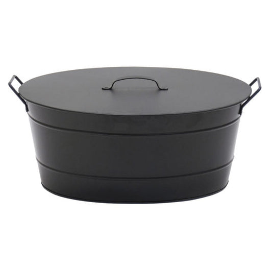 Black Oval Wood Holder Tub w/lid