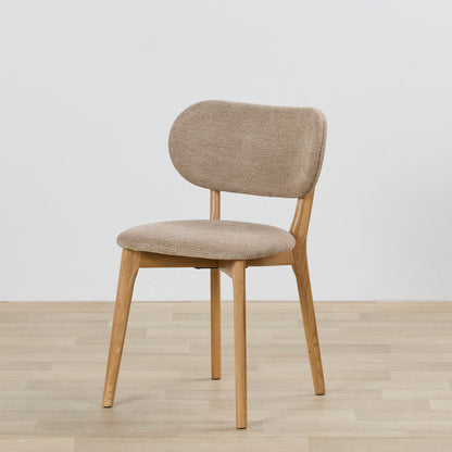 Briar Dining Chair - Oak/Taupe, upholstered taupe dining chair with a rounded backrest and light oak frame.