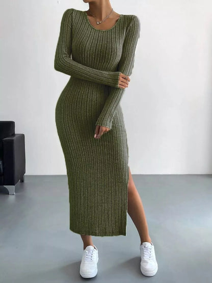 Hazel Blues® | Ribbed Knit Bodycon Midi Dress