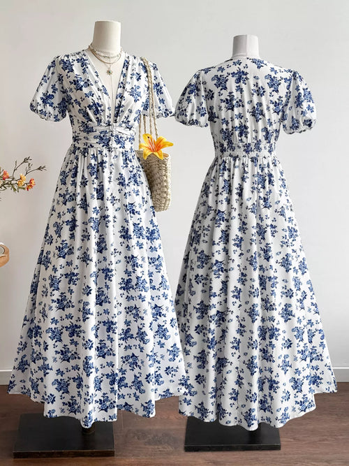 Hazel Blues® |  Floral Print V-Neck Puff Sleeve Dress