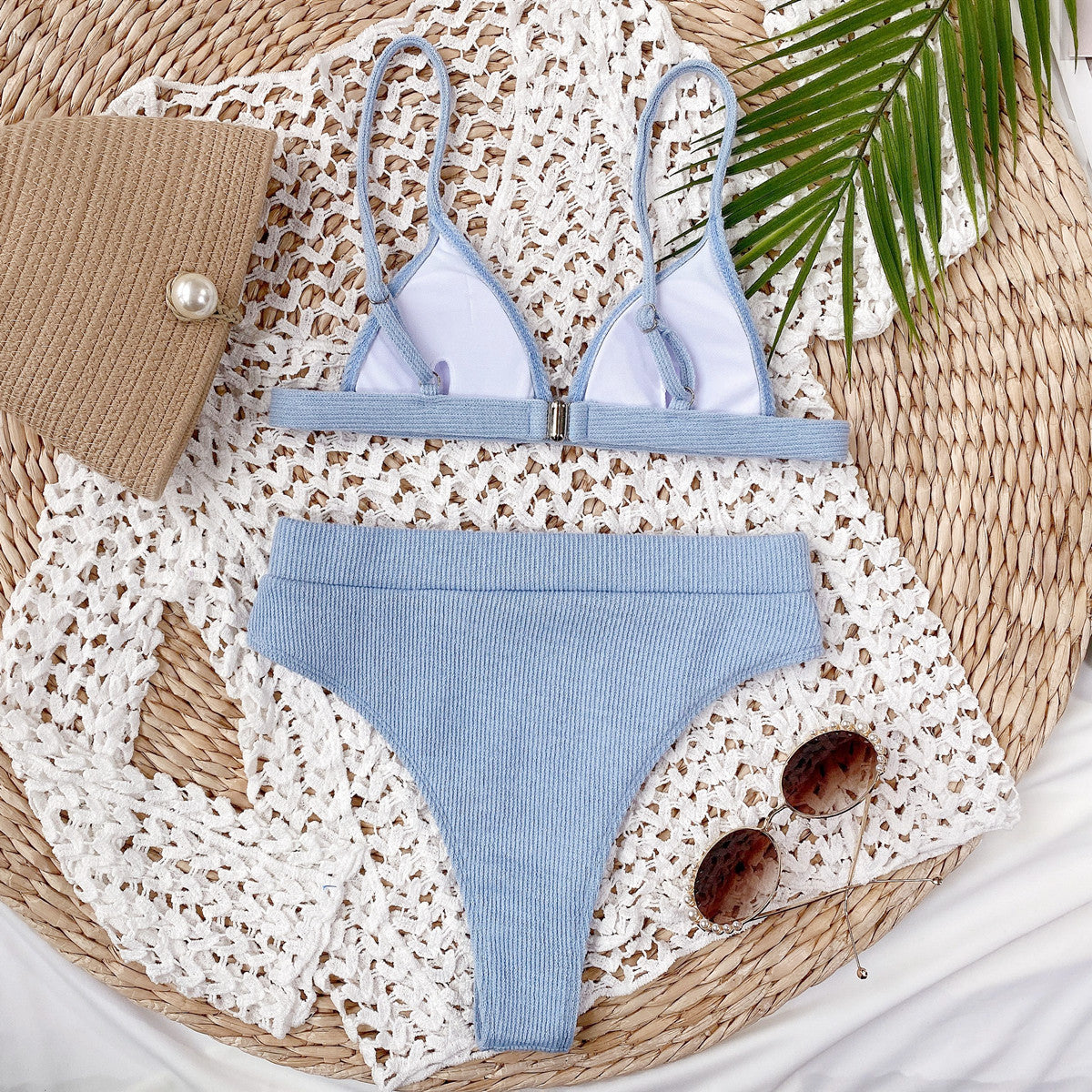 Hazel Blues® | Spaghetti Strap Ribbed Bikini Set