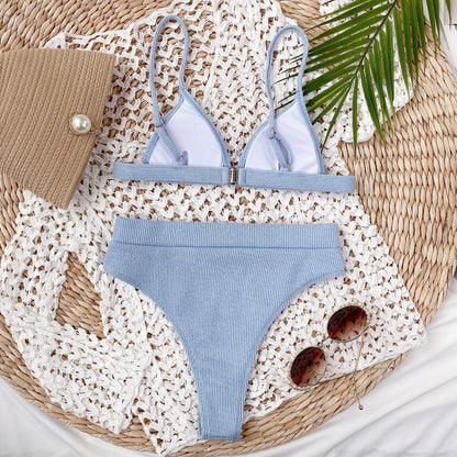 Hazel Blues® | Spaghetti Strap Ribbed Bikini Set