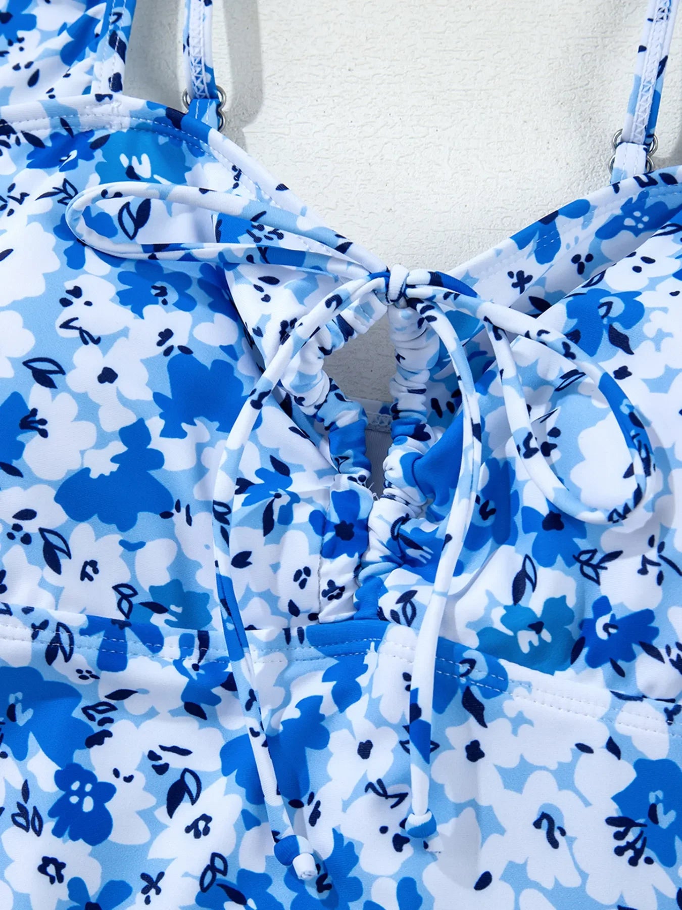 Hazel Blues® | Floral Ruffled Strap Lace-up Hollow Out One Piece Swimsuit