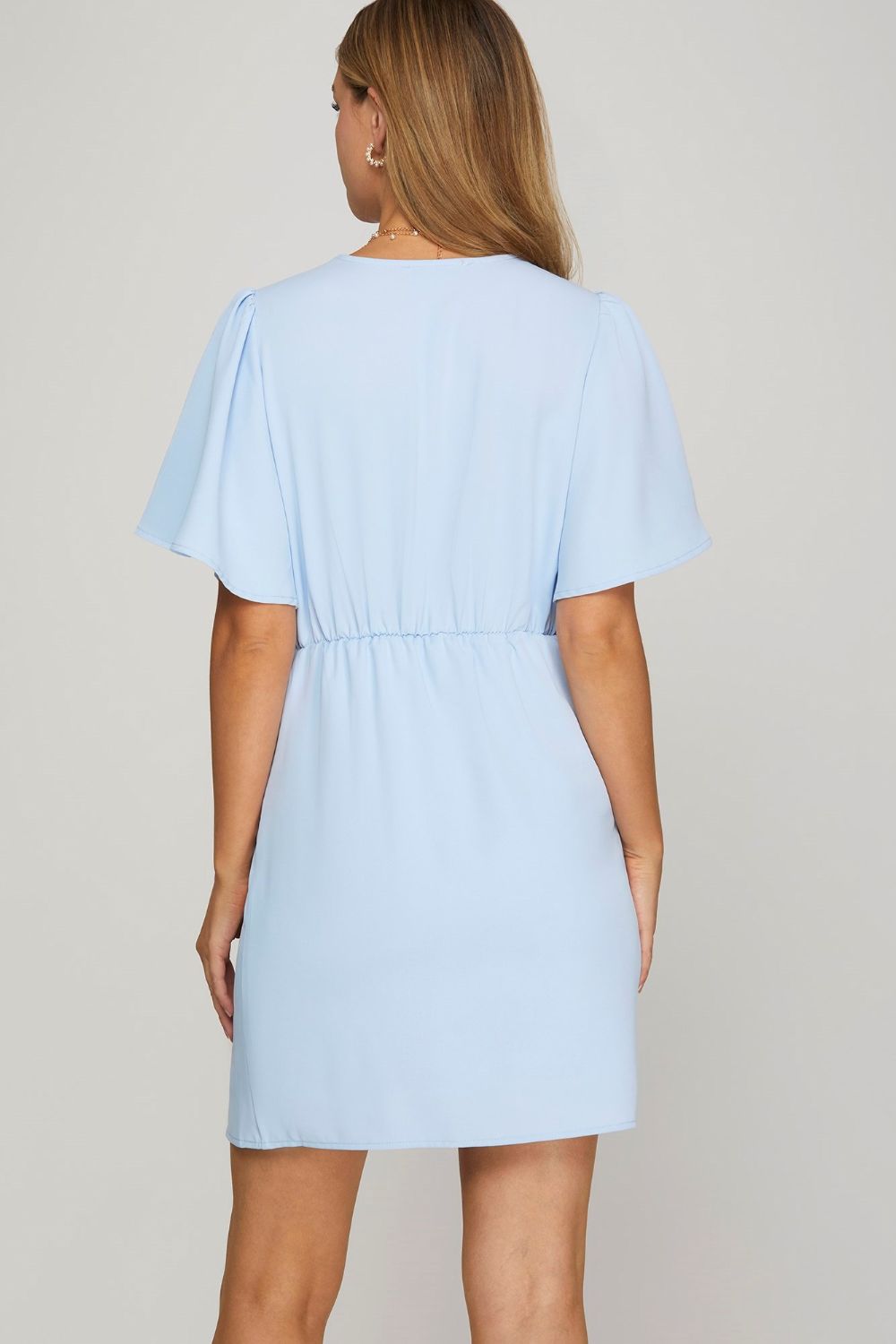Hazel Blues® |  She + Sky Ruffled Surplice Short Flutter Sleeve Mini Dress