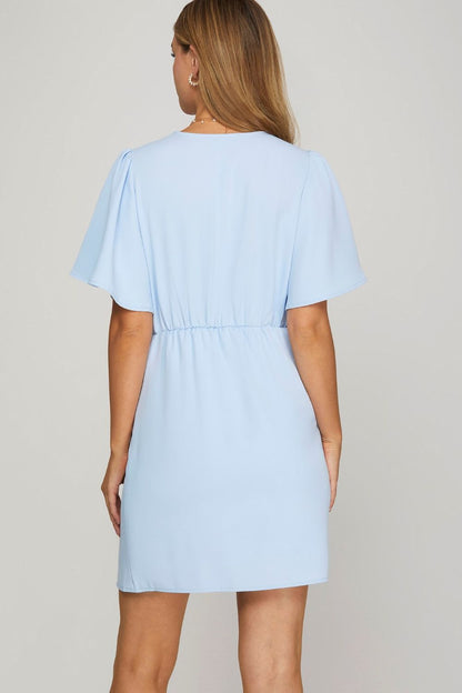 Hazel Blues® |  She + Sky Ruffled Surplice Short Flutter Sleeve Mini Dress