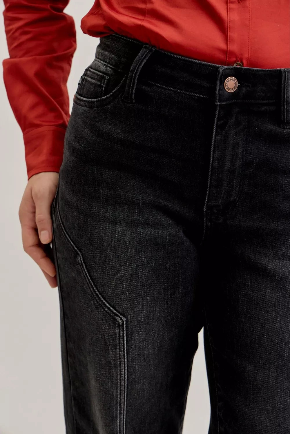 Hazel Blues® |  Judy Blue Mid Rise Straight Western Seam Detail Jeans