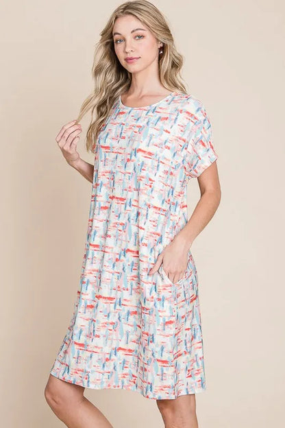 Hazel Blues® |  BOMBOM Printed Round Neck Short Sleeve Tee Dress