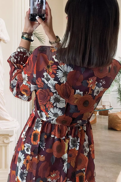 Hazel Blues® |  Floral Print Balloon Sleeve Mini Dress
