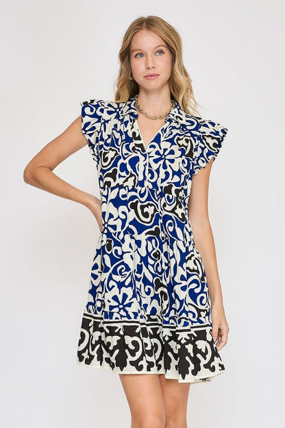 Hazel Blues® |  Umgee Floral Ruffled Cap Sleeve Tiered Dress