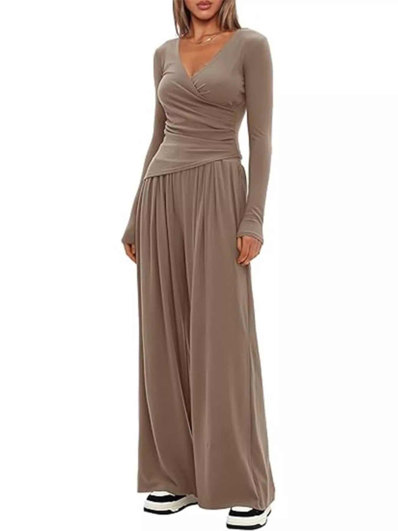 Hazel Blues® |  Casual Long Sleeve Top and Wide Leg Pants Set