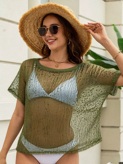 Hazel Blues® | Crochet Knit Round Neck Cover-Up