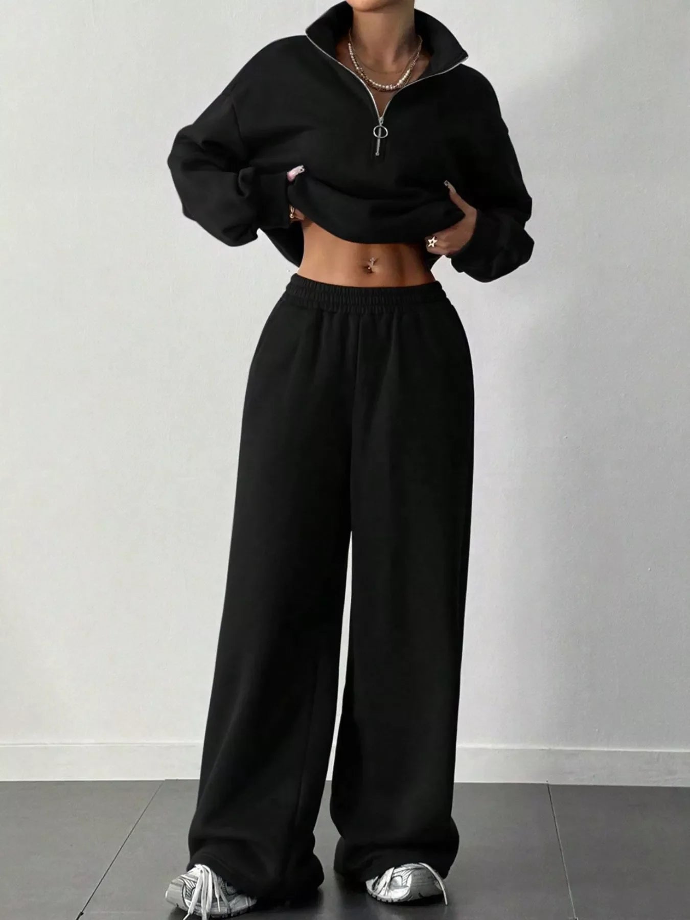 Hazel Blues® |  Half-Zip Long Sleeve Sweatshirt and Pants Set