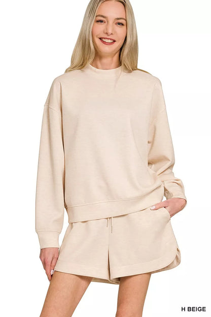 Hazel Blues® |  Zenana Scuba Long Sleeve Sweatshirt and Shorts Set