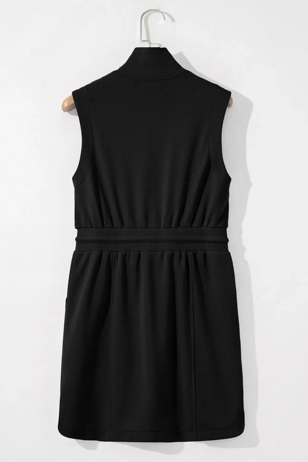 Hazel Blues® |  French Terry Zipped Collar Sleeveless Drawstring Waist Mini Dress