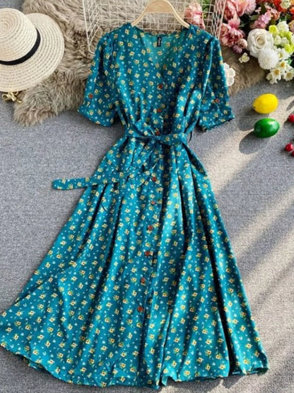 Hazel Blues® |  Floral Print V-Neck Midi Dress