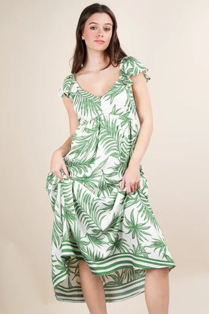 Hazel Blues® |  VERY J Tropical Printed Midi Summer Boho Dress