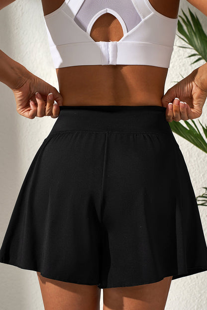 Hazel Blues® | Black Solid Color High Waist Wide Leg Swim Bottom