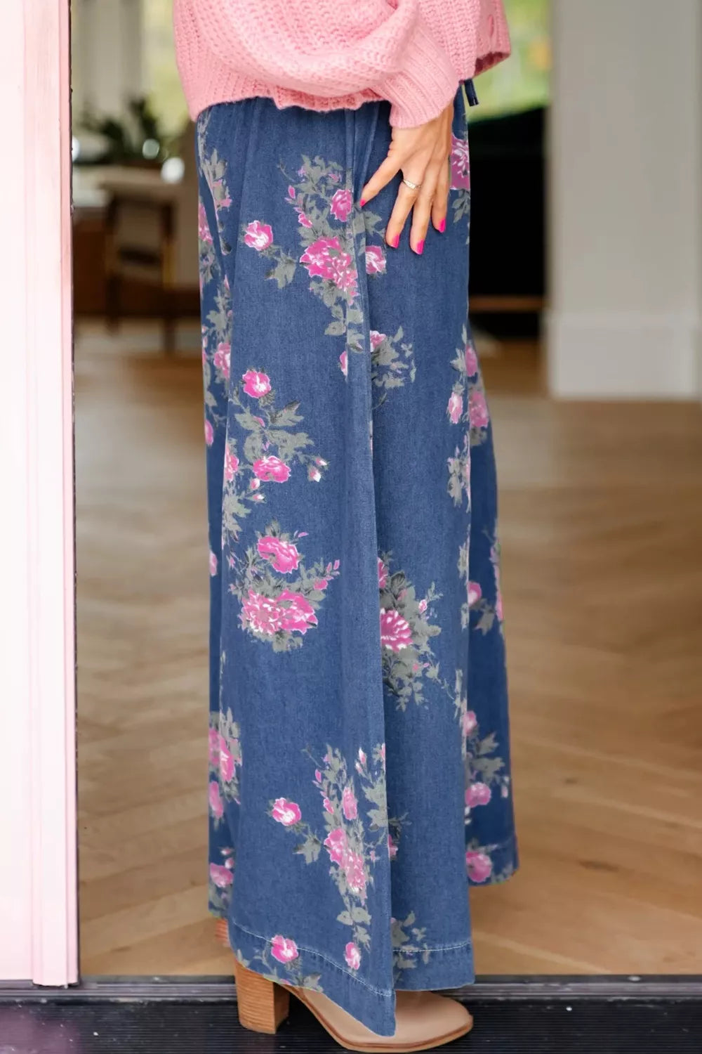 Hazel Blues® |  Floral Wide Leg Jeans