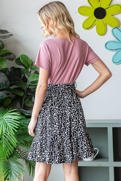 Hazel Blues® | Heimish Short Sleeve Solid And Animal Print Mini Dress