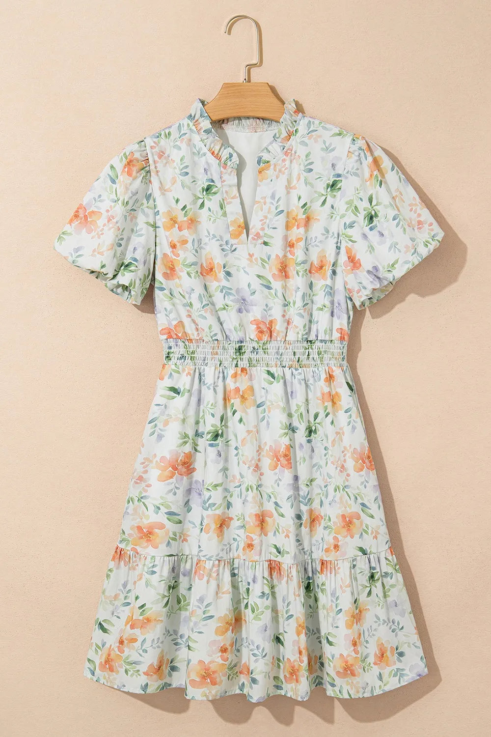 Hazel Blues® |  Frill Notched Puff Sleeve Dress
