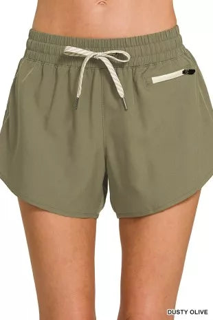 Hazel Blues® |  Zenana Soft Woven Lined Shorts With Zip Coin Pocket