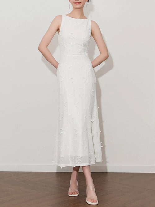 Hazel Blues® |  Sleeveless Floral Applique Midi Dress