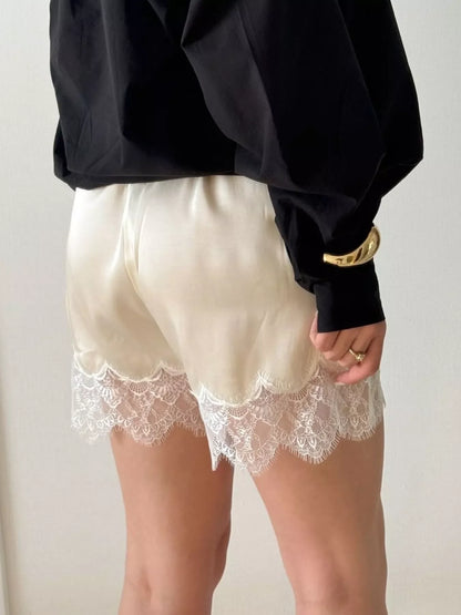 Hazel Blues® |  Lace Trim Elastic Waist Shorts