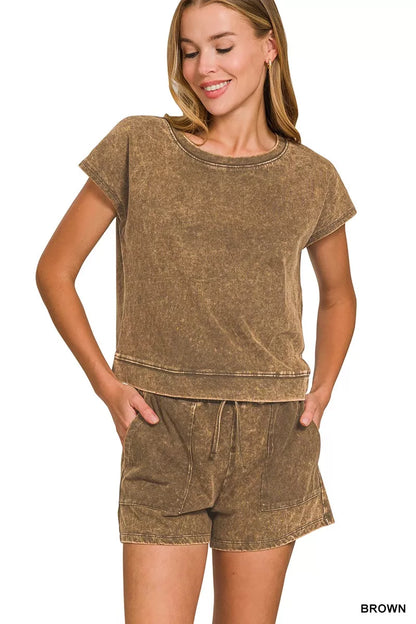 Hazel Blues® |  Zenana Premium Cotton Washed Sleeveless Top & Shorts Set