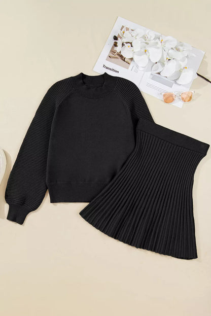 Hazel Blues® |  Round Neck Top and Skirt Sweater Set