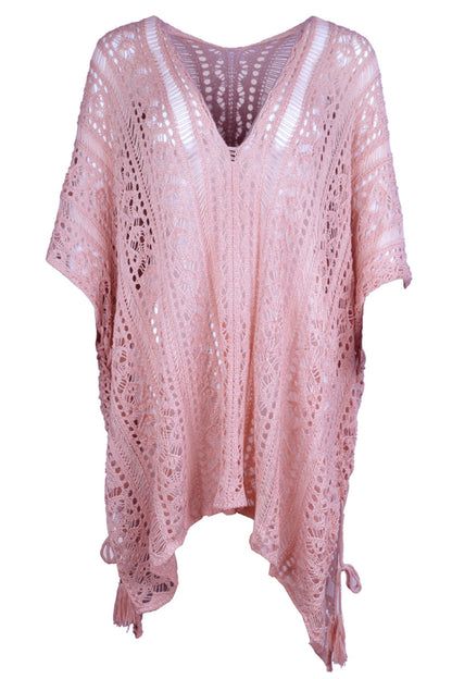 Hazel Blues® | Cutout V-Neck Cover-Up with Tassel